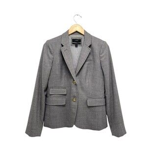 J. Crew Schoolboy Blazer Grey Wool Business Casual Academia Preppy Jacket Size 4